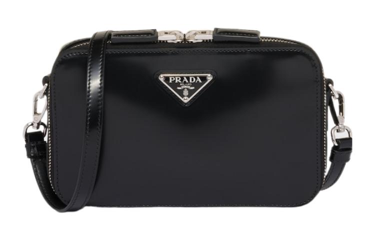 PRADA Brique Brushed Leather Shoulder Bag Crossbody Bag Regular Men's Black