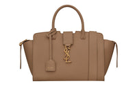 SAINT LAURENT Grain Leather Tote Handbag Unisex Taupe