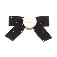 CHANEL Cotton Hair Clips Women's Black