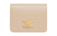 CELINE Triomphe Cow Leather Wallet Women's Nude