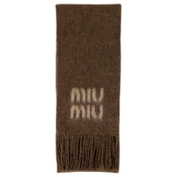 MIU MIU Wool Mohair Fabric Knit Scarves Unisex Brown
