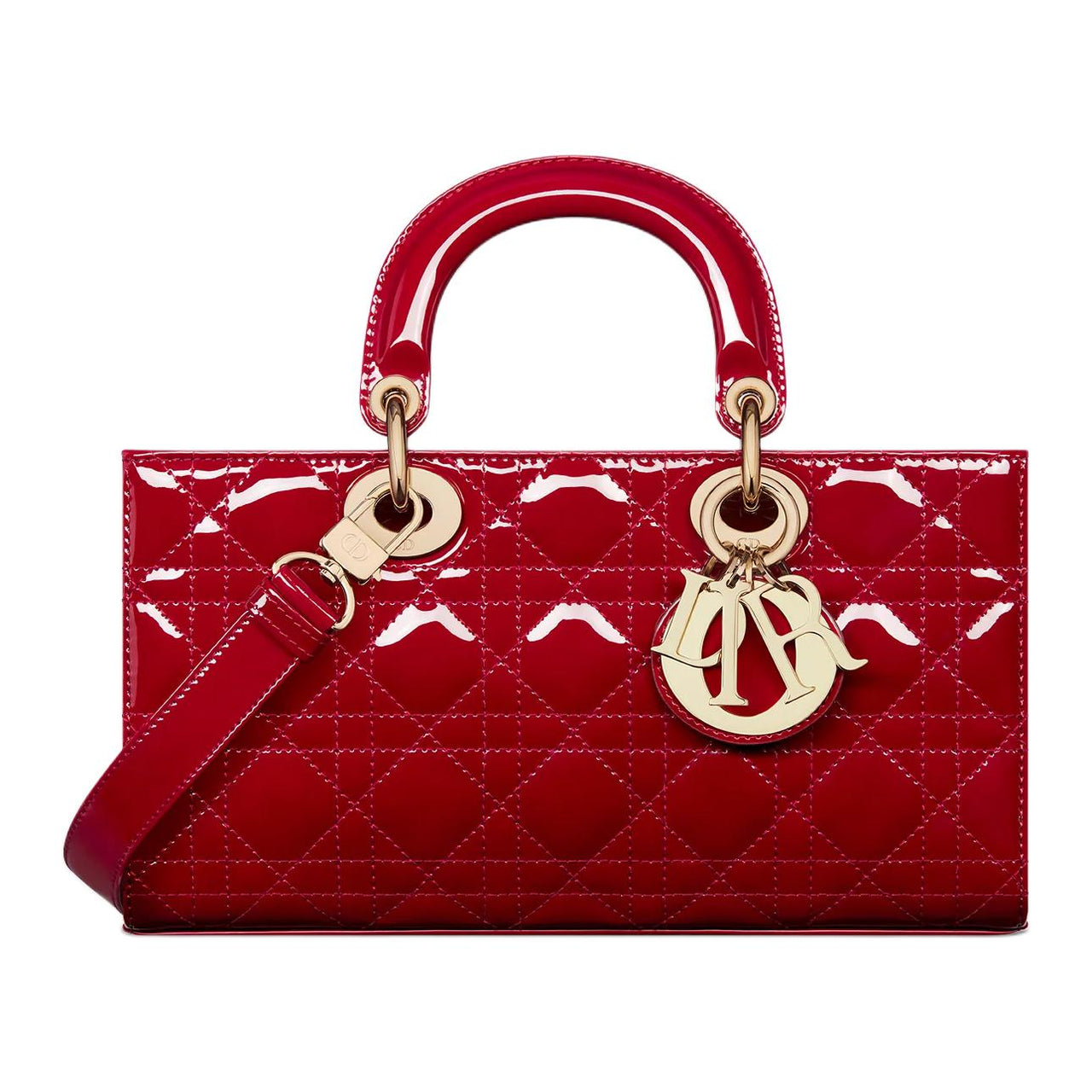DIOR Lady D JOY Calfskin Lady Dior Bag, Shoulder Bag, Crossbody Bag, Handbag Medium Size Women's Cherry Red