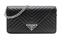 PRADA Leather Shoulder Bag Crossbody Bag Women's Black