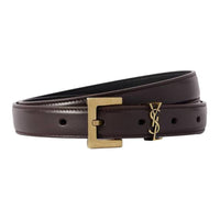 SAINT LAURENT Leather, Cow Leather, Metal Leather Belts Unisex Black Width 2CM