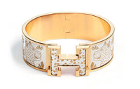 HERMES Enamel Gold-plated Bangles Women's Gold