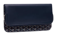GOYARD Sainte-Marie Canvas With Leather Clutch Medium Size Unisex Marine Blue