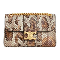 CELINE Snake Leather Shoulder Bag Crossbody Bag Small Size Women's Natural Color