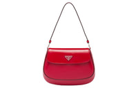 PRADA Leather Crescent Bag Shoulder Handbag Women's Scarlet