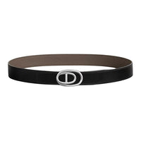 HERMES Palladium Plated Leather Belts Women's Black Width 3.2CM