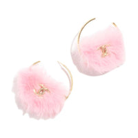 CHANEL Metal Fantasy Fur Earrings Women's Pink