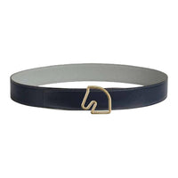 HERMES Calfskin Leather Belts Men's Black White Width: 3.8CM