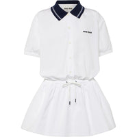 MIU MIU Logo Embroidered Short Sleeved Poplin Shirt