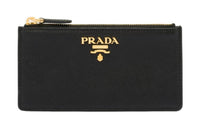 PRADA Saffiano Leather Card Holder Women's Black