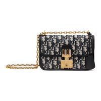 DIOR Cow Leather Handbag Shoulder Bag Crossbody Bag Women's Blue