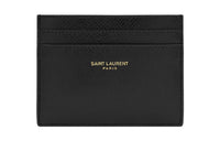 SAINT LAURENT PARIS Coated Bark Texture Leather Card Holder Men's Black