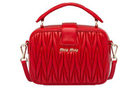 MIU MIU Sheepskin Crossbody Handbags Women's Red