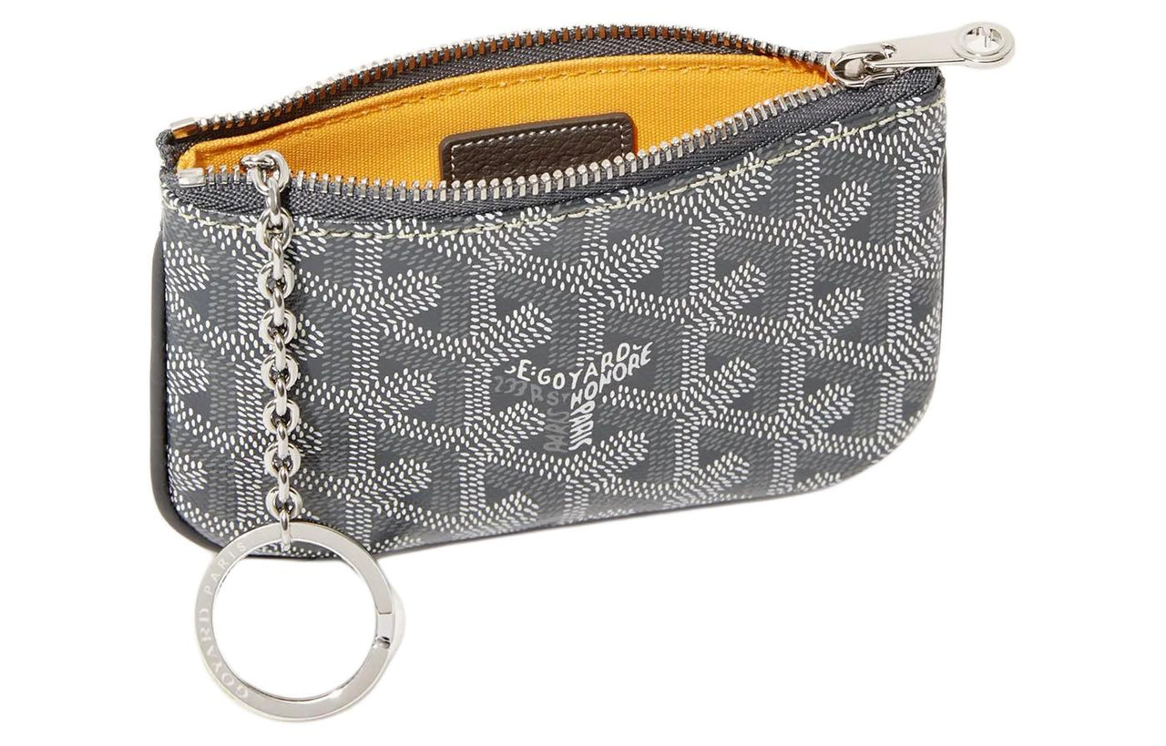 GOYARD Canvas With Calfskin Key Pouch Nano Unisex Gray