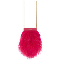 SAINT LAURENT Shearling Lambskin Crossbody Bag, Shoulder Bag Women's Fuchsia