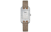 HERMES Nantucket Wrist Watch Quartz Movement Genuine Leather Strap Silver Dial Women's Watch