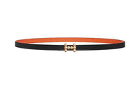 HERMES Classic Logo Gold Buckle Calfskin Double-Sided Leather Belts Women's Black Width 13MM