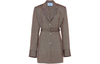 PRADA Single-Breasted Pinstripe Jacket Jackets Coats Women's Tobacco