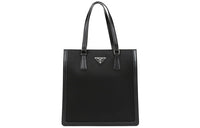 PRADA Fabric With Leather Totes Handbag Shoulder Bag Women's Black