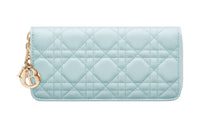 DIOR Lady Dior Wicker Lambskin Wallet Women's Sky Blue
