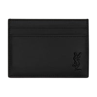 SAINT LAURENT Cow Leather Card Clip Card Holder Men's Black