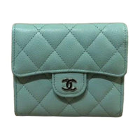 CHANEL Calfskin Wallet Women's Green