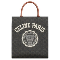 CELINE Triomphe Cow Leather Vertical Trunk Shoulder Bag Handbag Small Size Women's Tawny