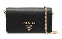 PRADA Leather Handbag Shoulder Bag Women's Black