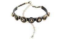 CHANEL Necklaces Women's Black Gold