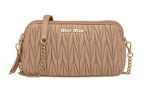 MIU MIU Leather Shoulder Bag Women's Brown