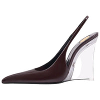 SAINT LAURENT Miller Wedge Heel High Heels 11cm Women's Red Brown