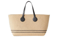 Loro Piana Cotton Polyester Tote Bag Shopping Bag Handbag Medium Size Women's Beige & Black