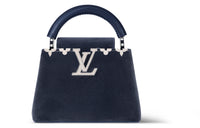 LOUIS VUITTON Capucines Velour Cow Leather Patchwork Trim Capusin Shoulder Crossbody Handbag Mini Women's Dark Blue