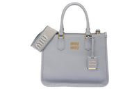 MIU MIU Leather Shoulder Bag Crossbody Bag Handbag Women's Blue
