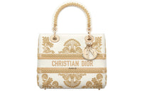 DIOR Lady Dior Leather Lady Dior Bag Handbag Medium Size Women's Ivory, Gold