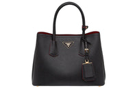 PRADA Double Saffiano Leather Handbag, Crossbody Bag Trumpets Women's
