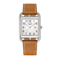 HERMES Wrist Watch Quartz Movement Cowhide Strap 37mm White Dial Women's Watch