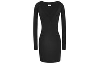 SAINT LAURENT Fine-knit V-neck Minidress