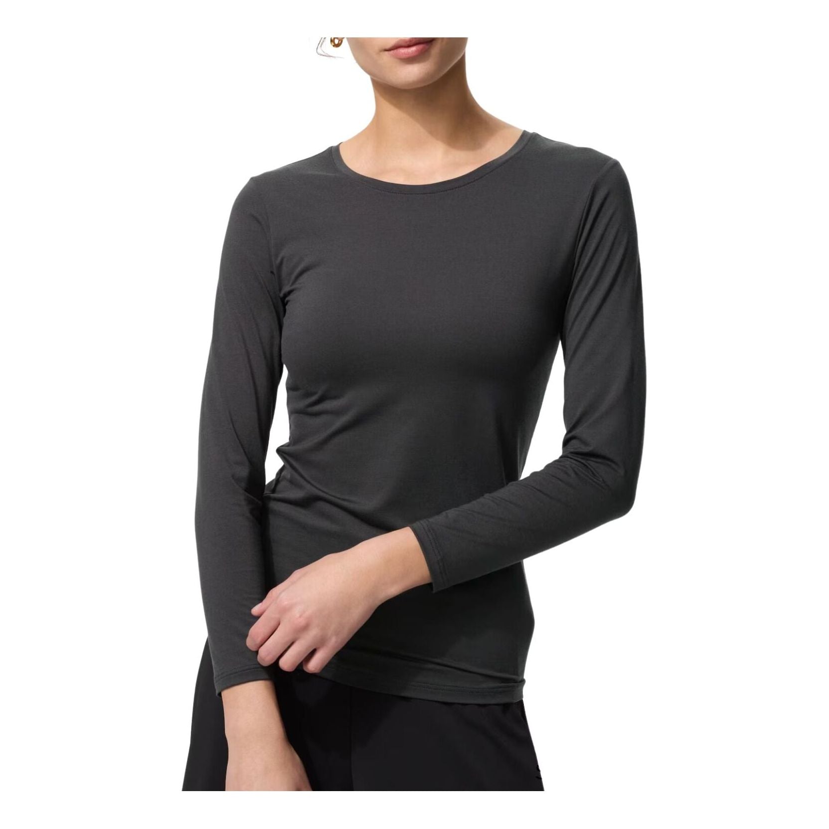 (WMNS) UNIQLO HEATTECH Crew Neck T-Shirt 'Grey' 478940-08