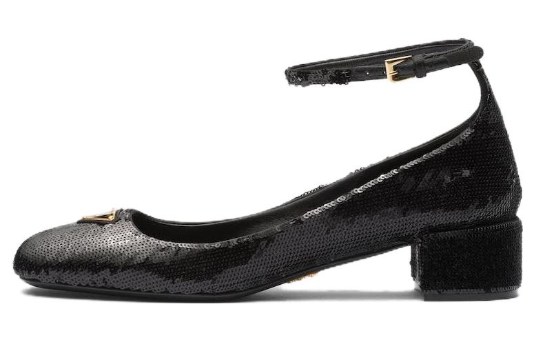 PRADA 35mm Logo-plaque Sequined Pumps