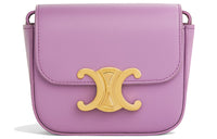 CELINE Triomphe Cow Leather Handbag Shoulder Bag Crossbody Bag Mini Women's Purple