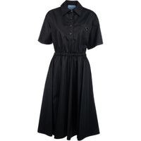 PRADA Logo Plaque Drawstring Mini Dress