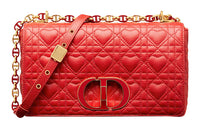 DIOR Cow Leather Handbag Shoulder Bag Crossbody Bag Medium Size Women's Red