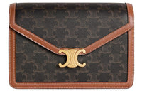 CELINE Triomphe Cow Leather Envelope Bag Shoulder Bag Crossbody Bag Regular Women's Tawny