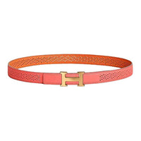 HERMES Calfskin Leather Belts Women's Pink Width 2.4CM