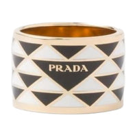 PRADA Enamel Metal Rings Women's White Black