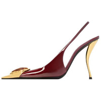 SAINT LAURENT LOULOU Slim Heel High Heels 11cm Women's Red Brown